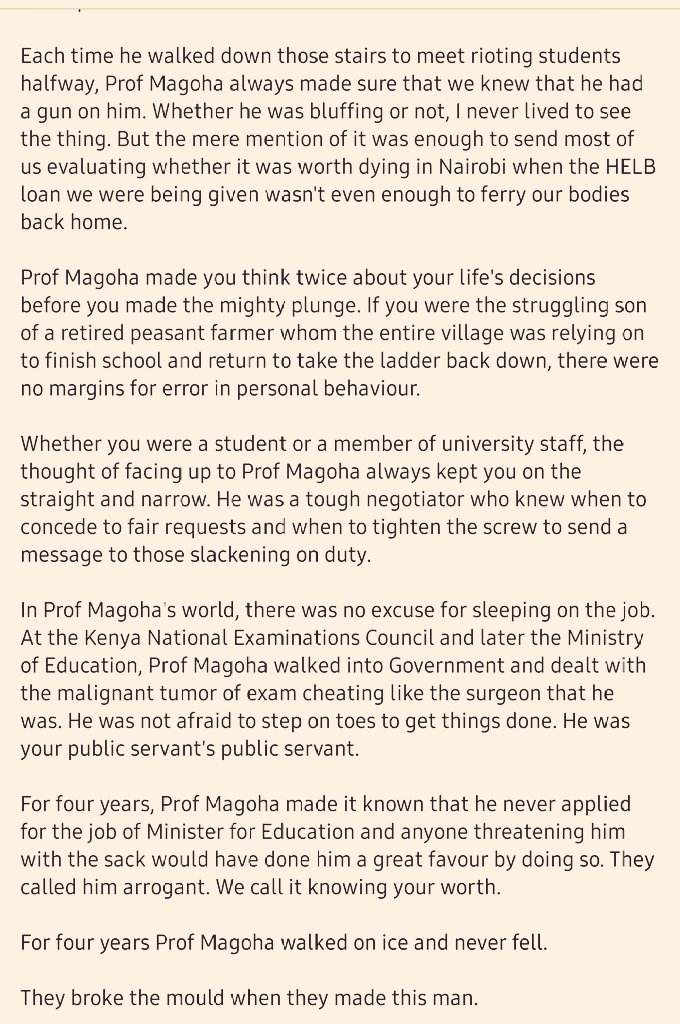 Here is my tribute to Prof George Albert Omore Magoha. Part-man, part-amazing.