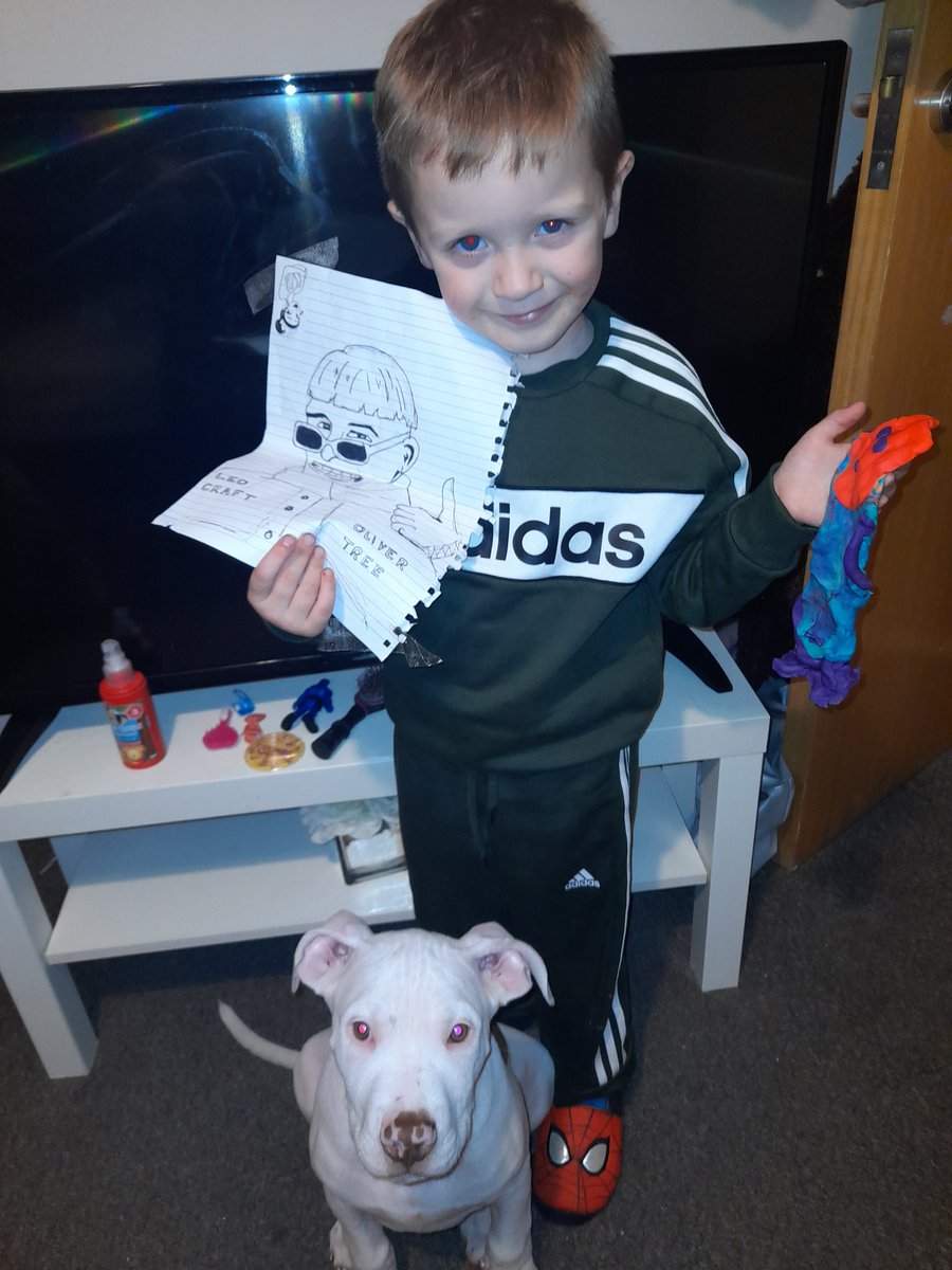SeanCowell2's tweet photo. Oliver Tree number 1 fan, iwill post this everyday until I get a like from @Olivertree himself, please retweet, please like (Leo Craft, 4, professional ollytree fan) https://t.co/7Slv4wz1m3