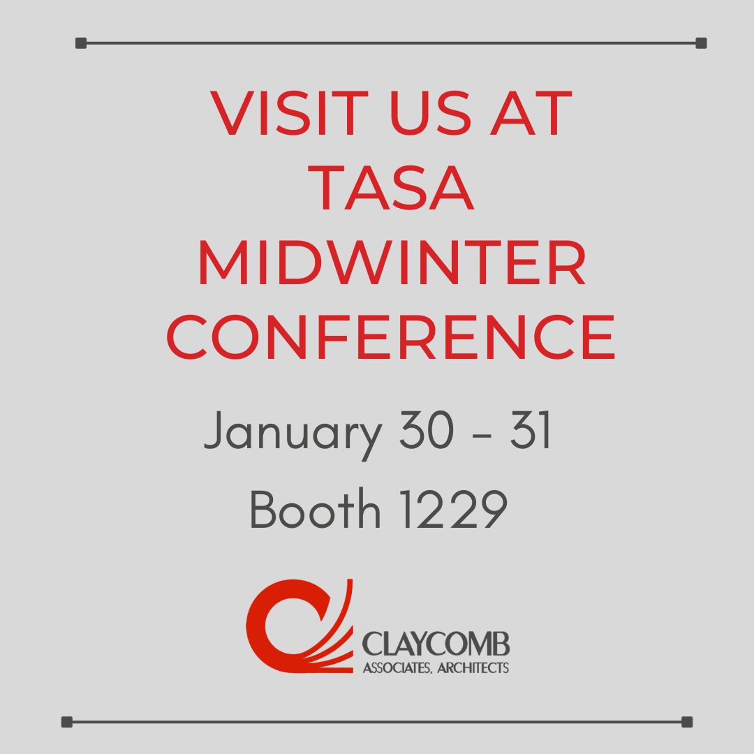 Claycomb_Assoc's tweet photo. We're looking forward to seeing everyone next week. Stop by and say hi, and don't forget to check out our sessions, too! 

#tasamidwinter #claycombassociates #schoolarchitects #designingschoolswithkidsinmind #tasa #midwinterconference #midwintersessions https://t.co/dfoPrPiRTI