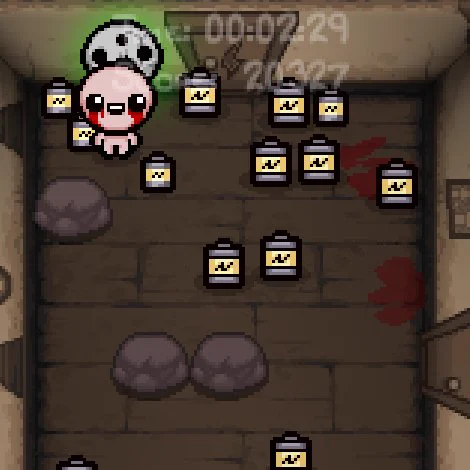 another shitty isaac fact: If you close the doors in the first hallway in Home(this can be done by getting Everything Jar to close all doors), there is a crack on the door to Isaac's room. This is a reference to Isaac peeking through a crack in his door in the intro. 
