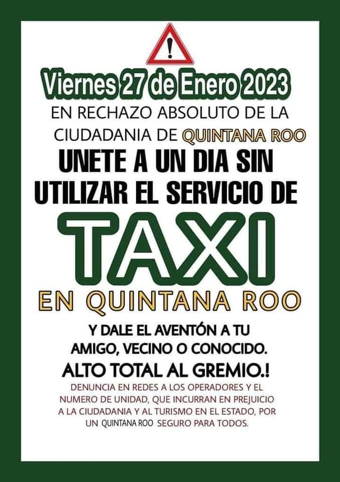 VivoEnCancun's tweet photo. Ante la convocatoria este viernes a NO USAR TAXIS, proponemos darle ride a amigos, vecinos o compañeros y usar el #HoyYoTeLlevo https://t.co/LQDHufIOUz
