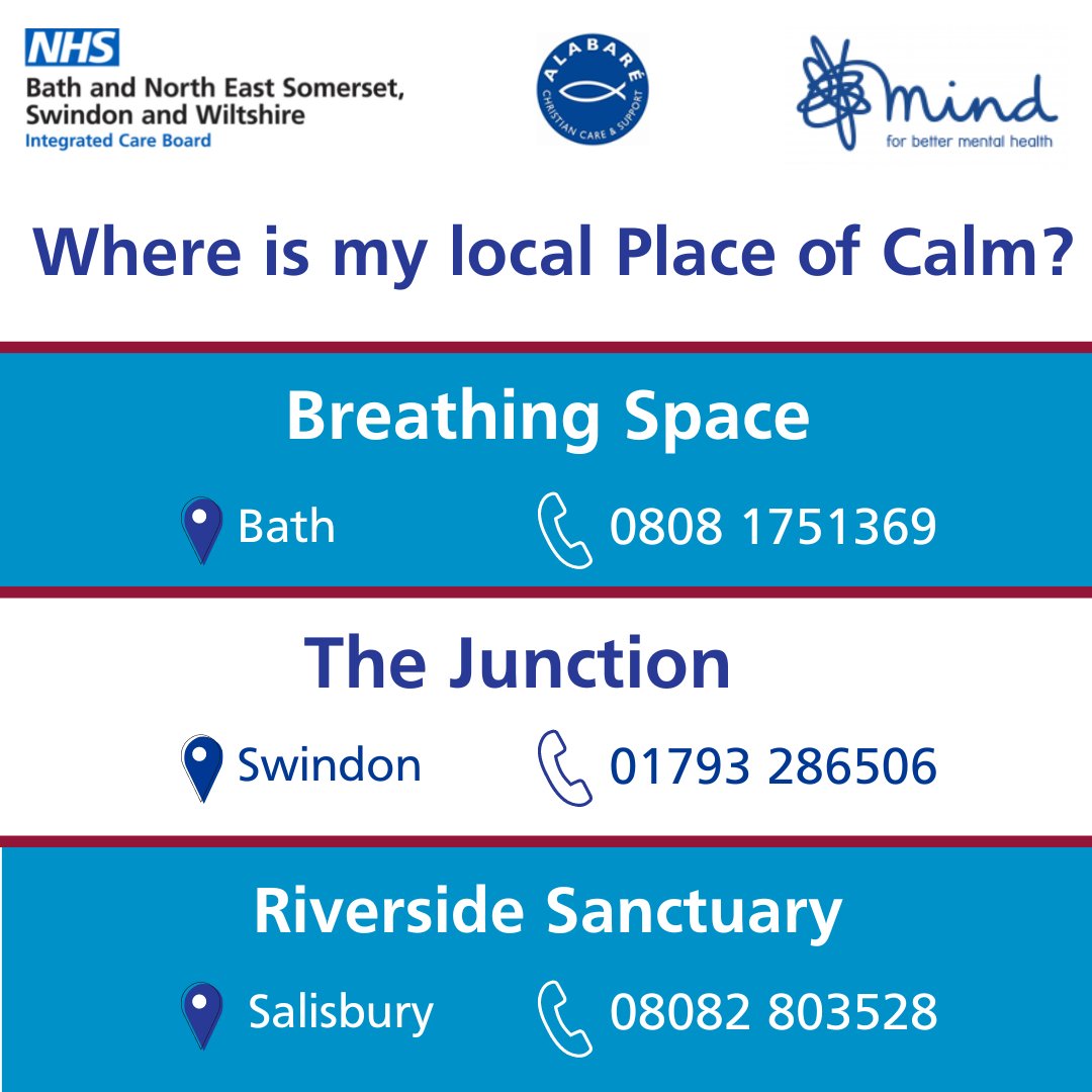 Your local Place of Calm offers non-clinical mental health support for when you're struggling.

They can offer:
✨ a listening ear
✨ signposting to relevant services

For details, visit our website at bit.ly/BSWmentalhealt…