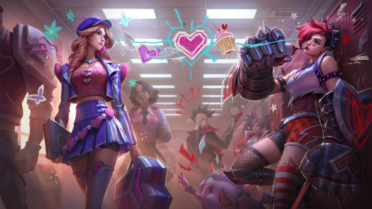 NAAAYIL's tweet photo. *game broken not able to login for hours* *riot being cyberattacked and risking the leakage of personal information* *most uninteresting and unentertaining season start in history*

YOU GUYS REMEMBER VI AND CAITLYN FROM ARCANE? NO WAYYYY I LUVVVV THEMMMM <333 https://t.co/BoLMvJ7VE0