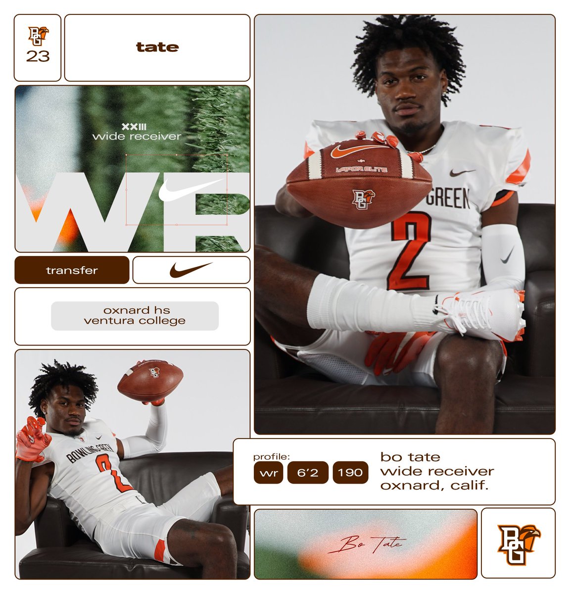 BG_Football's tweet photo. 🚨 𝗧𝗿𝗮𝗻𝘀𝗳𝗲𝗿 𝗔𝗹𝗲𝗿𝘁 🚨

Cali ✈️ Bowling Green

BGSU officially welcomes 👏 Ventura College transfer Bo Tate‼️

MORE: https://t.co/qYqE0ntc88

#ToTheMoon 🟠🟤 https://t.co/37tm2r5EIk