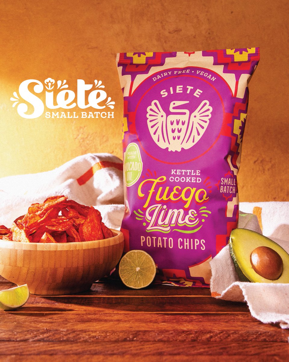 SIETE SMALL BATCH IS BACK, FAMILIA! 🎉 Introducing our NEW flavor-forward, crunchy Siete Small Batch creation: Kettle Cooked Fuego Lime Potato Chips! ⁠ (They're available on sietefoods.com...while supplies last! ⏱️ 🏃‍♂️)⁠ sietefoods.com/products/small…