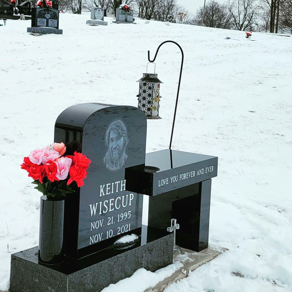 My weekly visit to my sons grave. Snow, rain, sun.. I'll always be there every single week to honor him. #covidloss #thosewelost #covidsucks #keithwisecup #CovidIsntOver