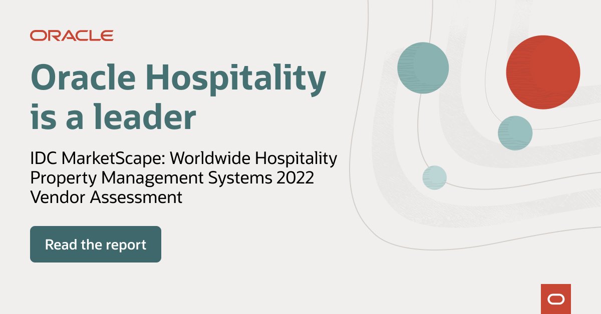 s_sh1vy's tweet photo. IDC named @Oracle a leader in the MarketScape Worldwide #Hospitality Property Management Systems Vendor Assessment report, noting that @OracleHosp OPERA Cloud PMS is, “...architected to address the pressing issues hoteliers face on a daily basis.” https://t.co/rtb7IMJla5 https://t.co/2gVgUQpdsB