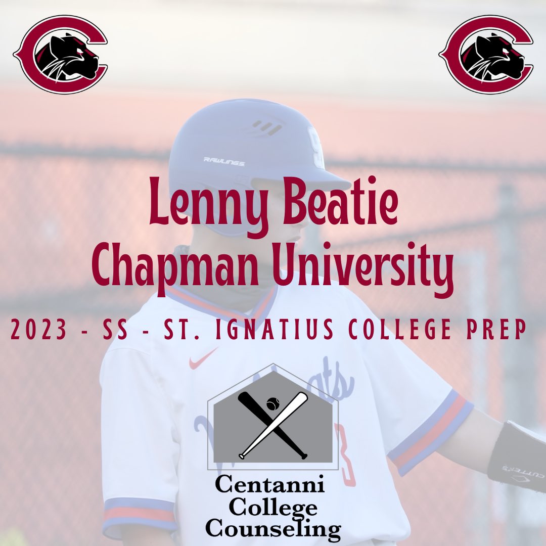 c3recruits's tweet photo. Congrats to @lennybeatie from @StIgnatius on his commitment to @ChapmanSports. It’s always great when a student-athlete lands at their #1. The Panthers are getting a strong, athletic, and versatile ball player. #CCC #committed #pawsupCU #theSCIAC @d3baseball https://t.co/fWOaMoE6qG