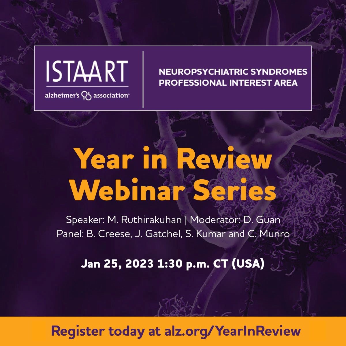 Join the free <a href="/NeuroPsychPIA/">Neuropsychiatric Syndromes PIA</a> Year in Review on Jan. 25! Hear a presentation of research highlights &amp; progress seen in 2022 from Dr. Myuri Ruthirakuhan, along with a panel discussion moderated by Dylan Guan. Register: bit.ly/3WwzHSp