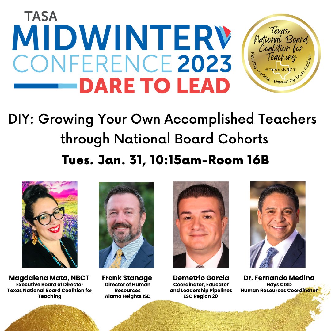 MrsMata_NBCT's tweet image. Come learn how we are growing #AccomplishedTeaching through @nbpts cohorts at #TASAMidWinter2023 on 1/31 at 10:15, room 16B! @TexasNBCT #NBCTstrong #NBCTWeek #TXed @AHISD @ESCRegion20 @HaysCISD