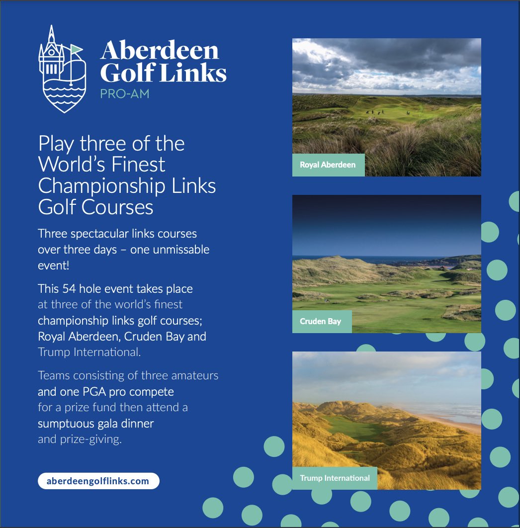 Aberdeen Golf Links Pro-Am (@aberdeengolf) on Twitter photo Ready to take on the challenge?
๐ <a href="/RoyalAberdeenPS/">RoyalAberdeenProShop</a>
๐ <a href="/TrumpScotland/">Trump International, Scotland</a>
๐ <a href="/Crudenbaygolf/">Cruden Bay Golf Club</a>
Three incredible courses, three incredible days!
Time to get your team signed up - link in bio ๐โณ๏ธ๐ด๓ ง๓ ข๓ ณ๓ ฃ๓ ด๓ ฟ Ready to take on the challenge?
๐ <a href="/RoyalAberdeenPS/">RoyalAberdeenProShop</a>
๐ <a href="/TrumpScotland/">Trump International, Scotland</a>
๐ <a href="/Crudenbaygolf/">Cruden Bay Golf Club</a>
Three incredible courses, three incredible days!
Time to get your team signed up - link in bio ๐โณ๏ธ๐ด๓ ง๓ ข๓ ณ๓ ฃ๓ ด๓ ฟ