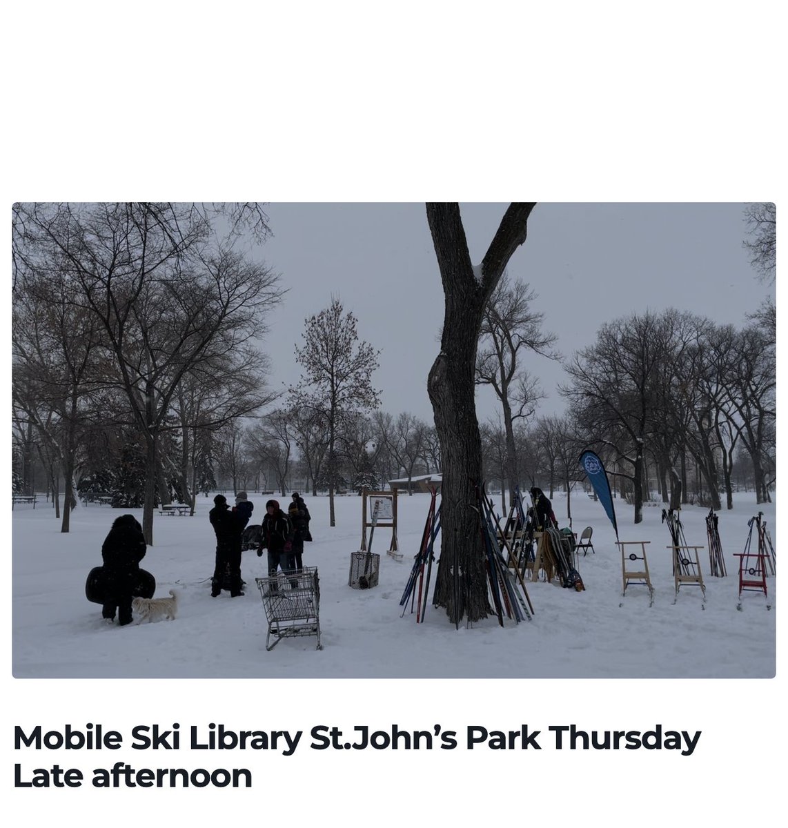 WinnipegTrails's tweet image. The #Winterpeg mobile ski library is coming back to St.John's Park!  This Thursday late afternoon + Friday night ski. (Women + 2spirit only ski thurs night)

RSVP at winterpeg.org. 
cc: @NahanniFontaine @deanrupertsland @wpgboldness @NorthEndRising @northendmc