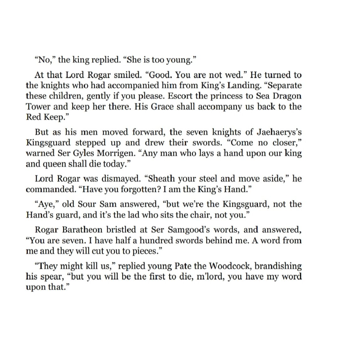 jesmaralc's tweet photo. After finding out about the King's secret wedding, Lord Rogar Baratheon (Hand of King Jaehaerys, yes)  asked if the marriage had been consummated. The following event followed (screen-worthy scenes!)

PS: Sour Sam so savage 😂 https://t.co/XTtQxuQhZ1