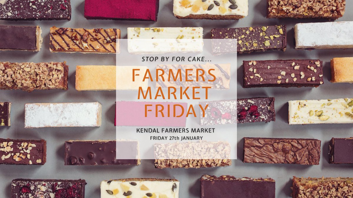 - HOPING FOR SUNSHINE - We'll be at Kendal Farmers Market this Friday, wrapped up warm and selling lots of delicious cake. Whether you're doing #veganuary or are looking for a little pick me up, we've got something to satisfy you! See you there :)