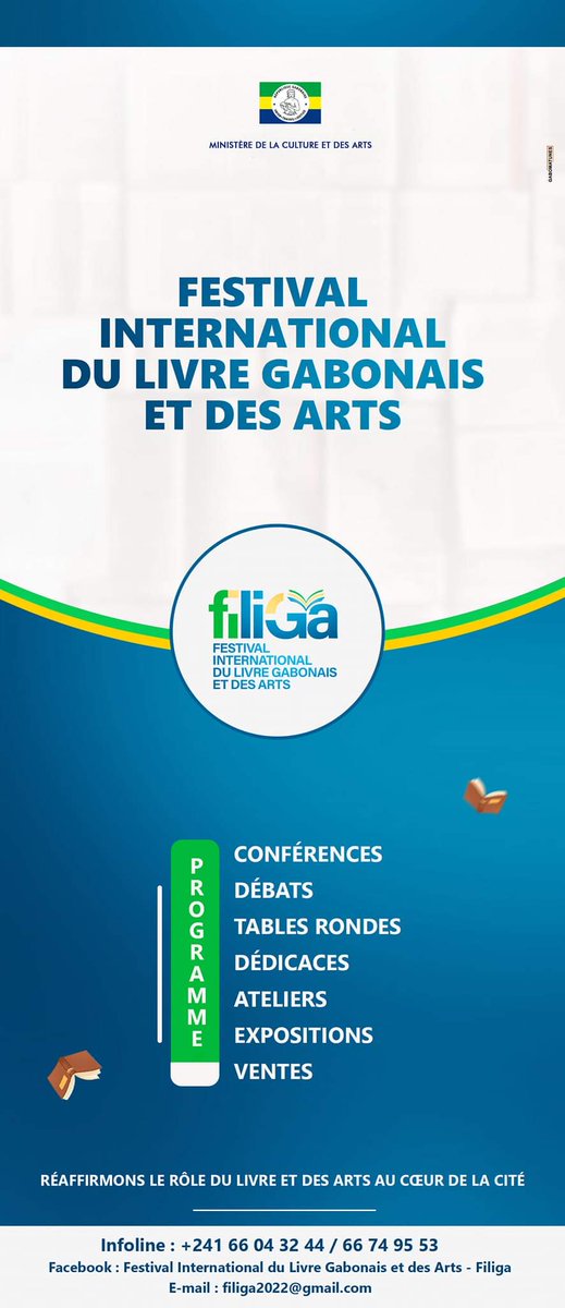 adama_douk's tweet photo. Informer, édifier, sensibiliser et permettre aux jeunes de bâtir leur personnalité.
#Le_Livre_Et_Les_Arts_Au_Coeur_De_LaCité 🥳🇬🇦✌🏾
#Bientôt
#Filiga2023
#Libreville_Gabon
==========================
Contact Secrétariat Général
Lien Whatsapp👇🏻
https://t.co/YRJ7t5Ndft
🇬🇦✍️ https://t.co/WGQdYyJiNr