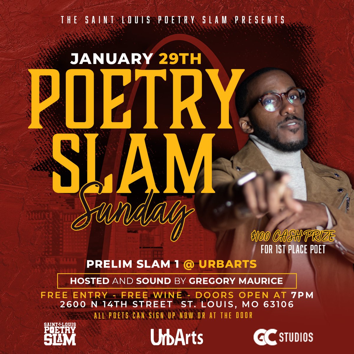 The Saint Louis Poetry Slam returns with Gregory Maurice. We're looking for a few dope poets to compete for the STL team. Come through. 

#poetry
#poetryslam
#stlpoetryslam