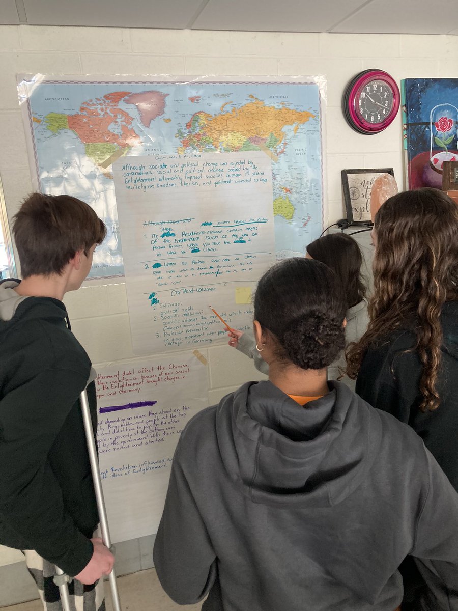 kcloubier's tweet photo. Over the last two days in #apwhm, students broke down a DBQ on the Enlightenment and collaborated to write thesis and context statements and determine outside evidence. Then, they scored each other’s attempts. @DaveMontemurro @Donewaldj @ManciniMeriden @straubmhs @FTMHSCounseling https://t.co/5qKn20pOLn