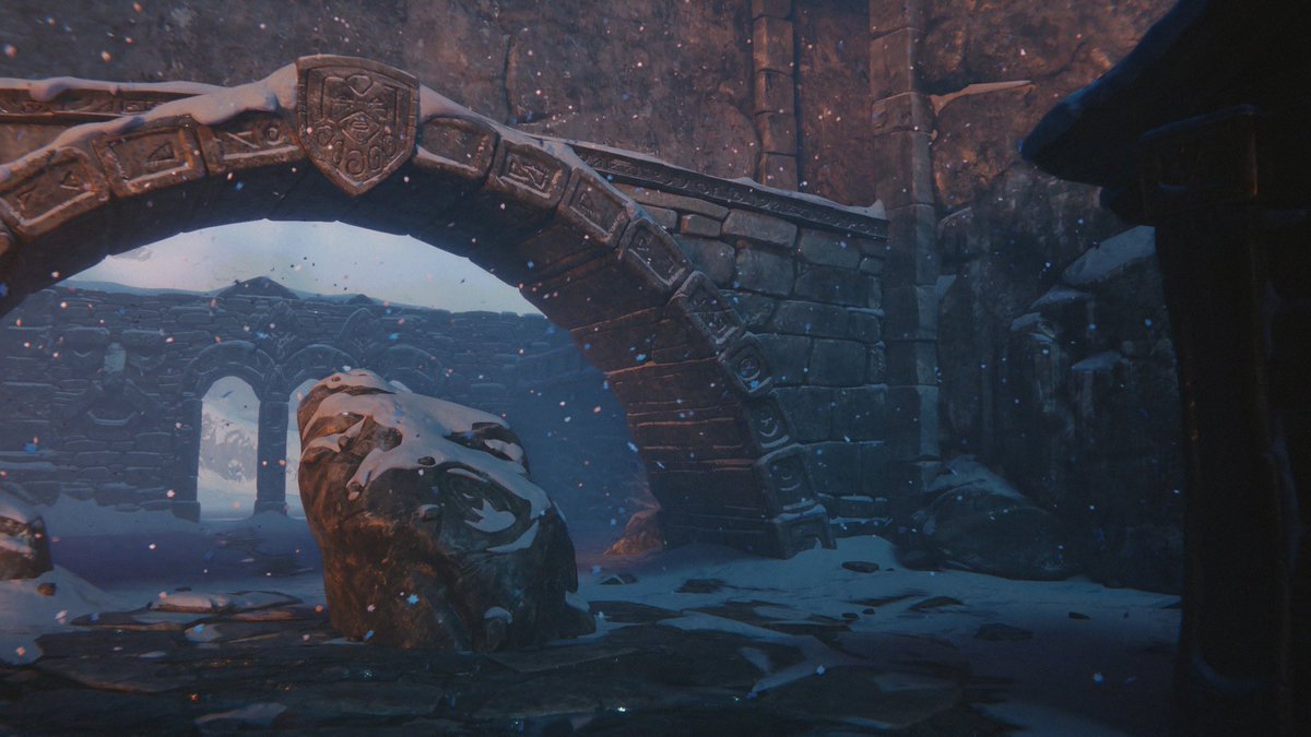 The siblings are saber sparing with each other in the temple yards. Léna’s twin purple sabers clashing against Tarö’s blue blade while he avoids the gray blade of Ilona. The sisters ganging up on their brother