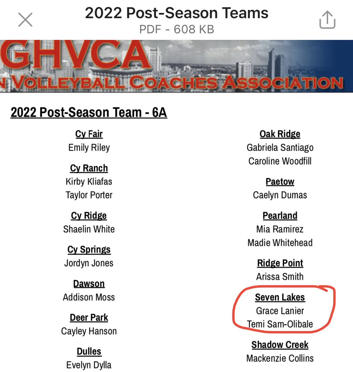 BIG congrats to GRACE LANIER &amp; TEMI SAM-OLIBALE for making the <a href="/GHVCA/">HOUSTON COACHES</a> 6A Post Season Team! So proud of you both! 🧡💙
