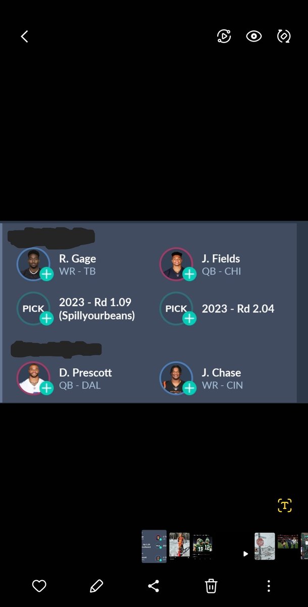 TyReimer's tweet photo. @FlockFantasy It's not my trade, but it happened in a league I'm in.  I'd much rather have the chase side. 12 team SF, 0.5PPR, TEP https://t.co/nC1GfvhQVs