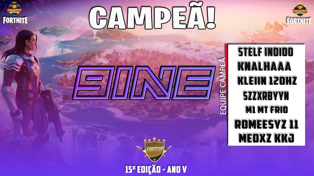 FORTCUP #15 - EQUIPE CAMPEÃ !!
.
Parabéns @9ineteam pelo Título merecido, após a vitória espetacular de 2x0 contra a <a href="/JPGTeam1/">JPG_Team</a> garantem o passaporte pro Brasileirão e entram em nossa sala de troféus !!