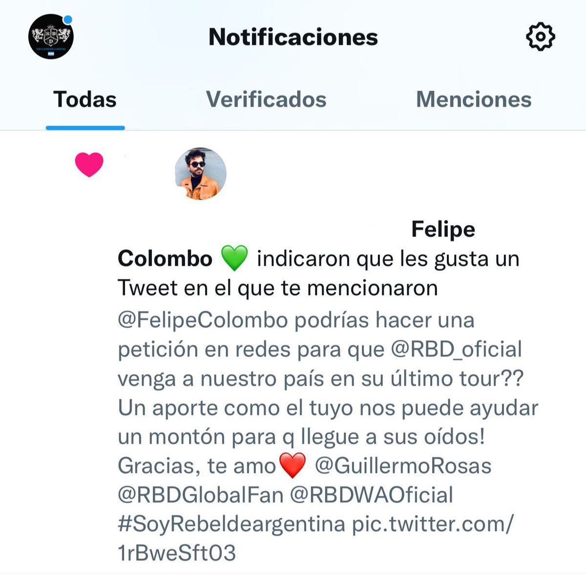 RBDWAOficial's tweet image. PEDIMOS EL #SoyRebeldeTour EN ARGENTINA📢🇦🇷🙏🏼 los fans de todo el país nos unimos para hacernos escuchar! Gracias @FelipeColombo por respondernos❤️🇦🇷 @fancirbdarg @GuillermoRosas @soyrebeldetour @Anahi @christiancha @christopheruck @maiteperroni @DulceMaria @T6Hent @RBDGlobalFan