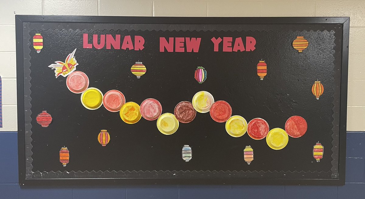 MissKRobinson's tweet photo. We loved working with our buddies in @5Heisler to make this Lunar New Year display for the hallway! 🐰🎇@ChebuctoH https://t.co/plrErRFQvB