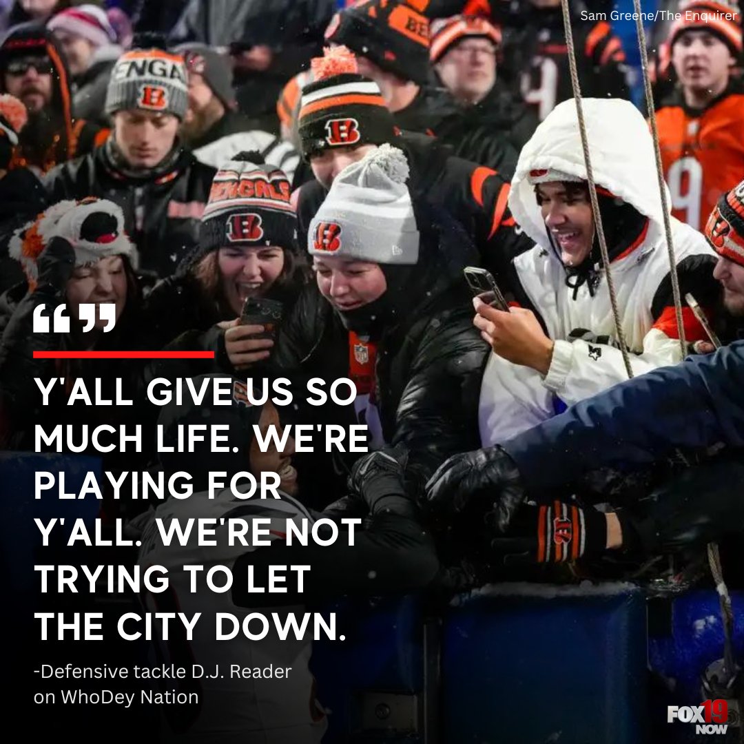 Defensive tackle and team captain D.J. Reader said so many away Bengals fans made noise in Buffalo on Sunday that he couldn't hear the play calls from Logan Wilson. #WhoDey