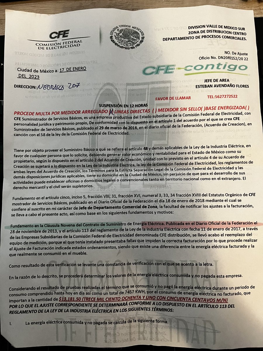 Ric_chef's tweet photo. @LaNapolesCdMx @CFEmx @CFE_Contigo Ojo están repartiendo estos documento en la colonia como reportado en Mayo del año pasado esto es falso! Es Ili tentó de extorsión! 😵‍💫 https://t.co/8Y6QswIzTF