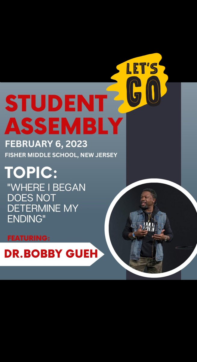 BGueh's tweet photo. So siked to be going back to where it all started 20 years ago,to speak to the students and staff of Gilmore Fisher Middle School, Ewing, New Jersey… #WeComingHome #drgspeaksphd https://t.co/b85W4zC3Se