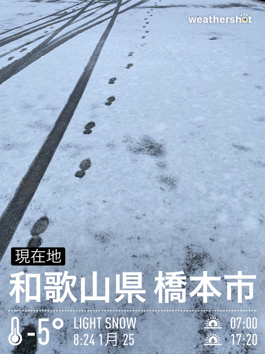 printoku's tweet photo. みなさま～　おはようございます。
和歌山県も道が凍ってバッキバキです。
外出する際にはすべって転ばないようにご注意下さい。（出勤に通常は車で20分で着く所、1時間半かかりました。）#雪 #和歌山 #出勤してる #今朝の天気 https://t.co/i0i5KKClUH