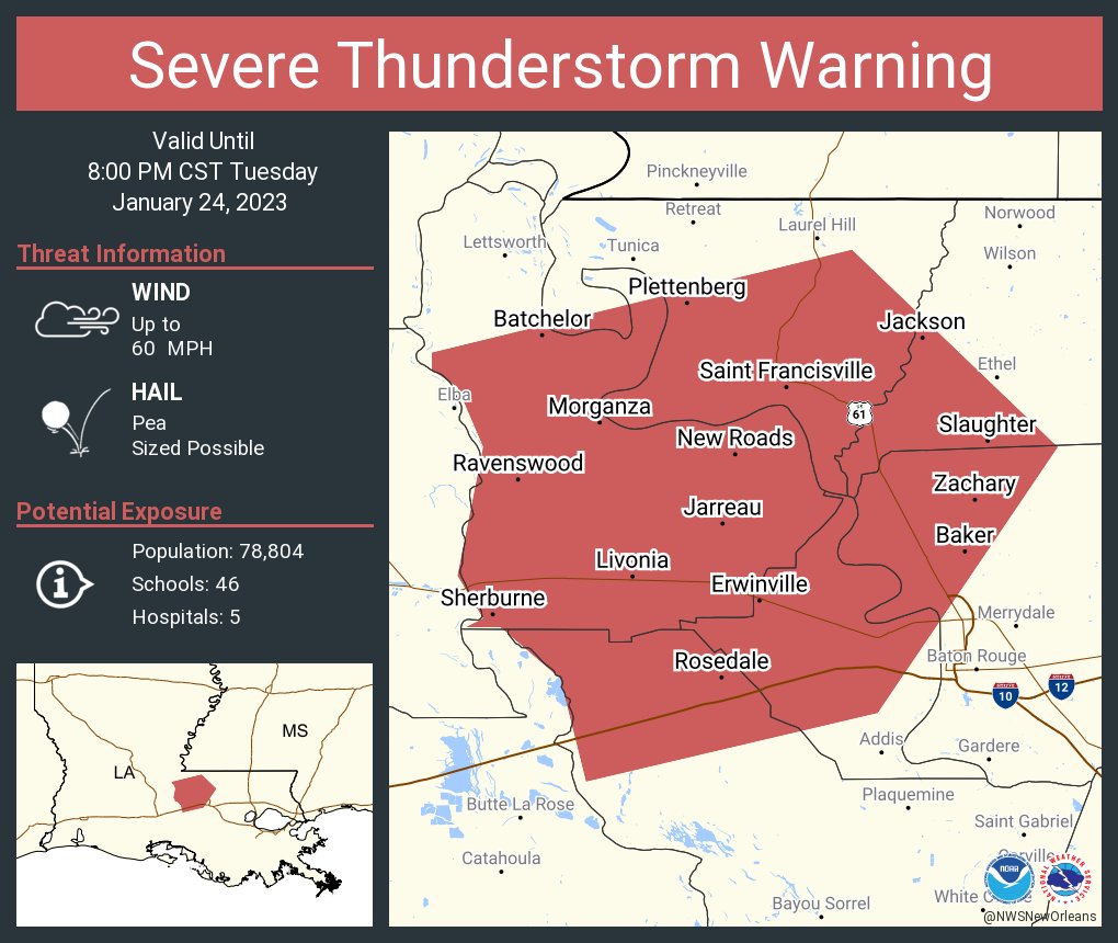 NWS New Orleans on Twitter "Severe Thunderstorm Warning including