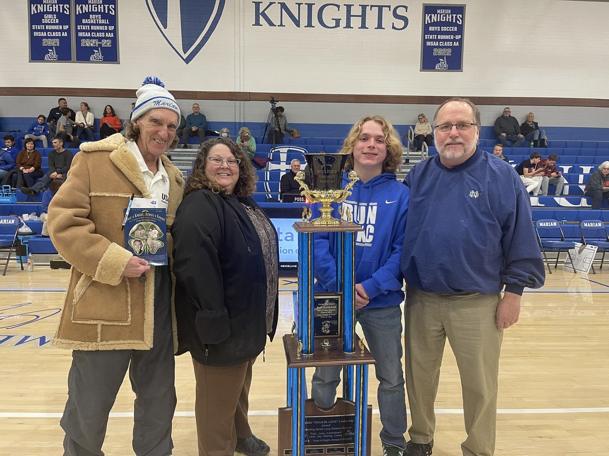 marianhssports's tweet photo. Tonight we honor the “Trailblazer” Award Winners. Congratulations to Nadalyn Gerwels and Gabe Wood!  #GoKnights @MarianXCTF https://t.co/NBOalEWt4U