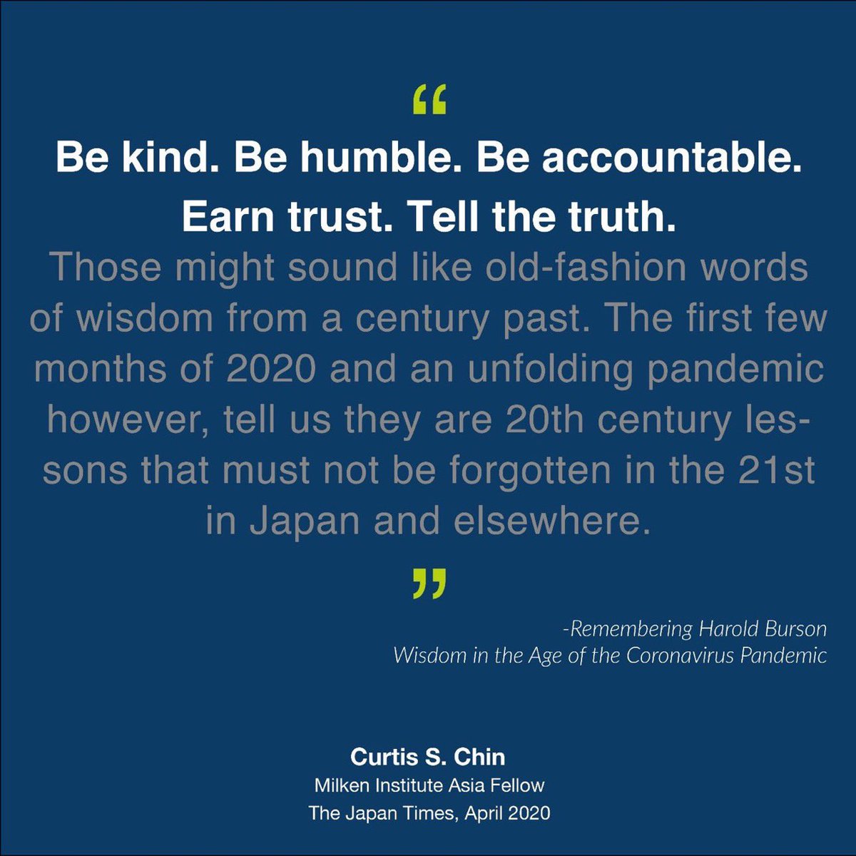 CurtisSChin's tweet photo. #USA 🇺🇸: 3 years since Harold Burson’s passing on Jan. 10th, 2020, a repost. Have a read: on his enduring wisdom.
👉#BeKind #BeHumble #BeAccountable #EarnTrust #TelltheTruth—Still true, even as life moves forward w/ #covid19. #remembrance 🕯
https://t.co/5E7tHBJy8y @BCWGlobal https://t.co/KZRNI5N9T8