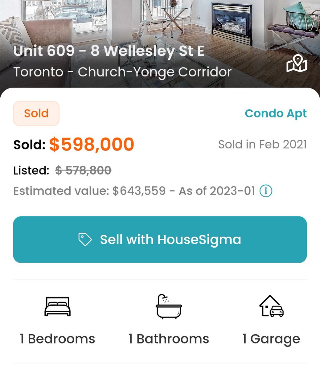 TOHousingSmash's tweet photo. 609-8 Wellesley East, Toronto

-Sold February 2021 for $598,000
-After a price cut, just Re-Sold for $588,000

#CondosGoByeBye https://t.co/NO6BzJnuPM