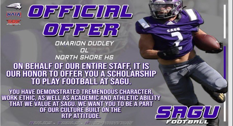 After a great conversation with <a href="/CoachP2827/">Kevin Pointer</a> I’m am blessed to receive a offer from sagu 👏🏾❤️<a href="/CoachGregEllis/">Greg Ellis</a> @SAGU_Football #RTP23