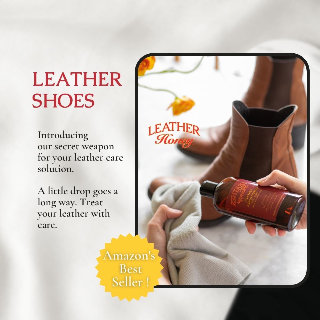 Leather Honey Leather Cleaner makes leather cleaning fast and easy. Watch it go from dirty to dapper in an instant! 

Then apply Leather Honey Leather Conditioner, formulated to soften, protect, and restore all types of leather but suede. Treat your leather with Leather Honey.💛