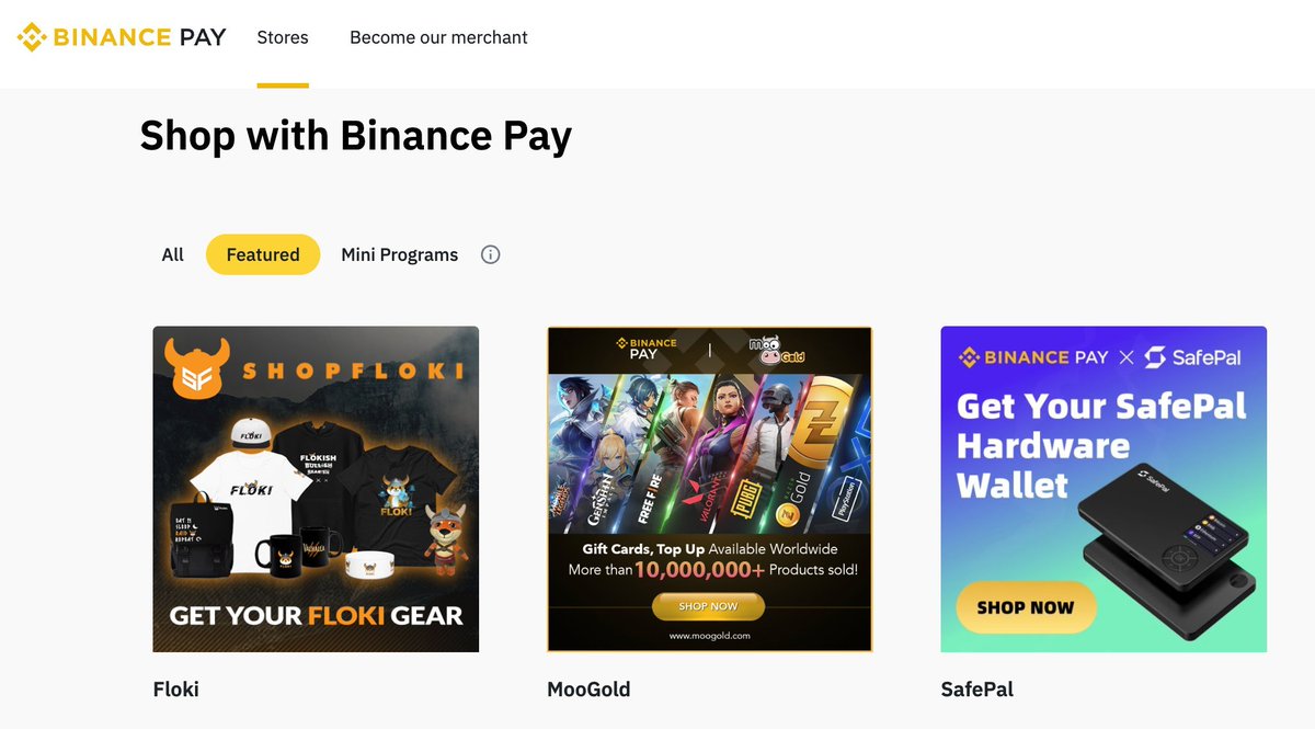 CryptoPabloX's tweet photo. #Floki's merch store, Shop Floki, is now live and "FEATURED" on the Binance Pay website! 🔥
#Binance Pay is the industry leader in crypto payments as well as Floki's main #crypto payments partner for our merch store.
Link: https://t.co/y2yZn0p2Qe
#Floki #Floki2023 https://t.co/F06kmIvFxN