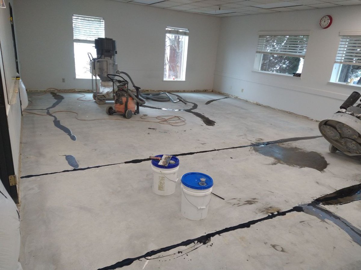 Shout-out to our team for a TOUGH job well done! 💪 We ripped up old carpet and linoleum, mended and ground the concrete, then applied a high-performance coating that we know will perform beautifully. 

#CCbyRoe #concretecoatings #commercialfloors