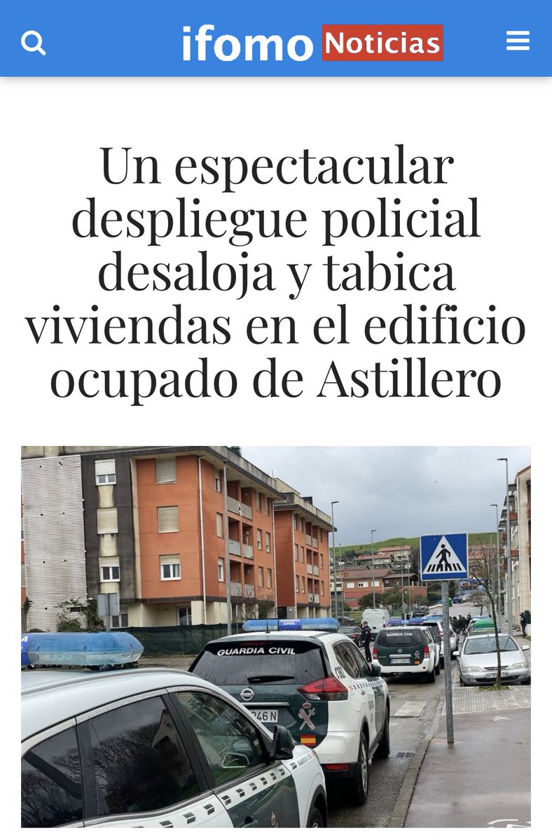 Alejandro_Hoz's tweet photo. ❗️Hoy ha quedado claro una vez más: No vamos a dudar ni un instante. No vamos a ceder ni un palmo ante los que nos molestan y perturban el barrio.
🗞️ Un espectacular despliegue policial desaloja y tabica viviendas en el edificio ocupado de #Ballestas.
#OkupasNO https://t.co/aSYo65nGkR