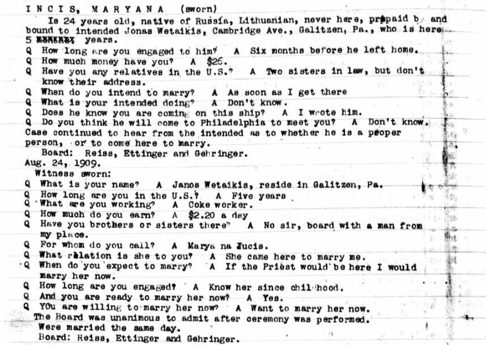 I know I missed #AncestryHour, but I wanted to share this unexpectedly sweet snippet from a 1909 Philadelphia Special Board of Inquiry immigrant interrogation- enjoy! #genealogy #Twitterstorian