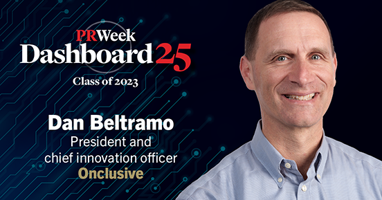 PRWeekUS's tweet image. Dan Beltramo of @Onclusive has been named into the Dashboard 25 Class of 2023, congratulations Dan! PRWeek Dashboard 25 celebrates entrepreneurs and experts driving the PR industry forward. fal.cn/3vmk7 #PRWeekDashboard25 #commstech #comms #tech