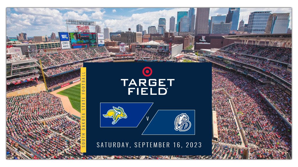 GoJacksSDSU's tweet photo. Target Field... the Jackrabbits are coming! 😎

Target Field &amp; the @Twins organization will host @GoJacksFB on September 16, 2023 against Drake University. The kickoff time &amp; ticket information will be announced in the coming weeks.

📰 » https://t.co/x6w4rlOTws

#GoJacks 🐰 https://t.co/1w1984K8VL