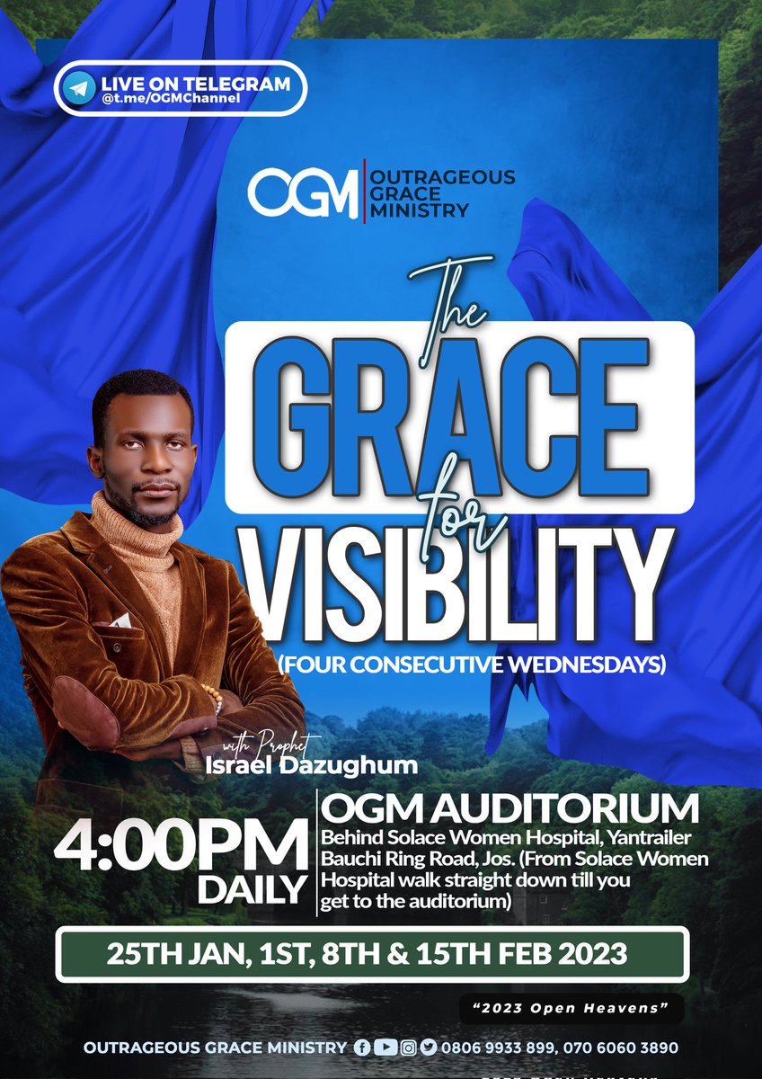 OGM_Jos's tweet photo. You are a city set on a hill you cannot be hidden! There is such a thing as the GRACE for VISIBILITY! four consecutive Wednesdays 🔥 you cannot afford to miss this!

Live Stream 
https://t.co/YkCOA4eNx1

#intimacyandpower
#outrageousgraceministry
#prophetisrael https://t.co/uYWWIAZaab