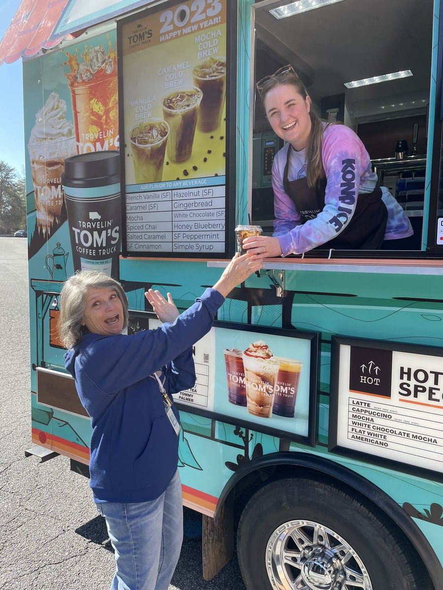 HTMSCobb's tweet photo. A big thank you to Tom’s Travelin’ Coffee Truck for treating our teachers today! @PrincipalPolk https://t.co/spEiWDJcin