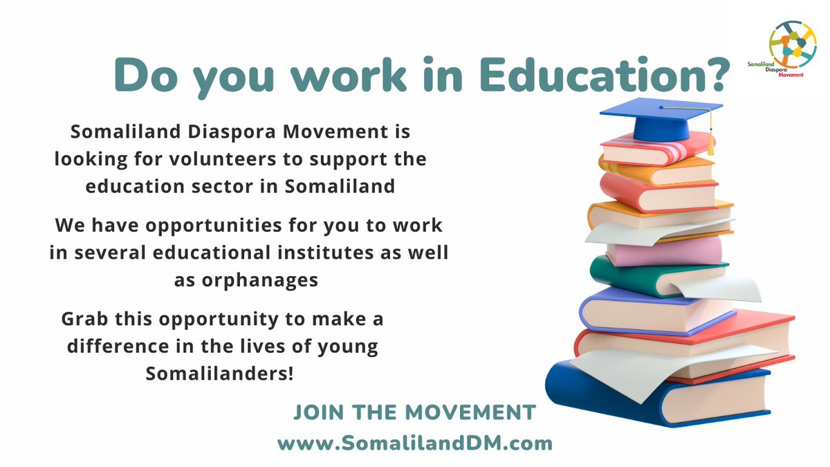 This #EducationDay we are calling for Teachers, Teaching Assistants, Trainees and Pastoral Support Staff to join us in our efforts to make a positive impact in the lives of young Somalilanders #SDM #EducationDay2023 #JoinTheMovement 
🔗SomalilandDM.com/join-the-movem…