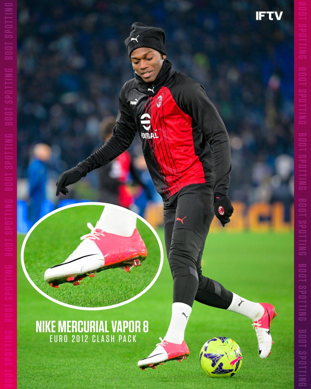 Italian Football TV в „🔎 Boot Spotting - Rafa Leao Leao who is potentially out of contract with Adidas was seen rocking the Nike Mercurial Vapor 'Future DNA' (Remake of the