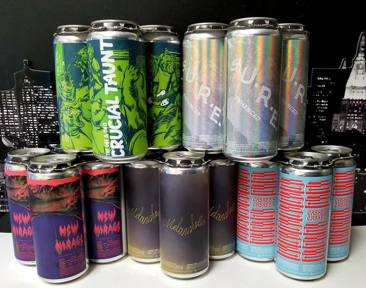 CityViewLiquor's tweet photo. The Veil is HERE! ! !
Crucial Taunt, S.U.R.E., New Mirage, Melancholia, &amp;Caskets Caskets NOW AVAILABLE!!!
@theveilbrewing #MeanwhileInMadtown #WelcomeToWisco #NewBeerArrivals #GetCrushin #FreshFrosties #CrazyRadBeer #TheVeilBrewing #GreatBeerSelection https://t.co/EF9UXlgYPt