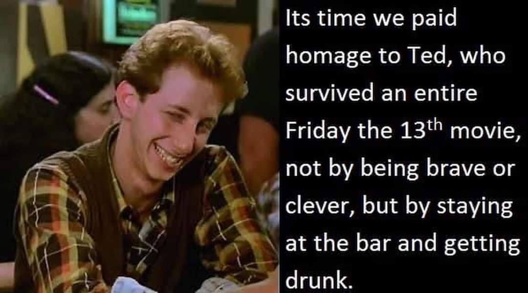 Just take a moment to give Ted a high five #HorrorFamily, his clear priorities saved him.