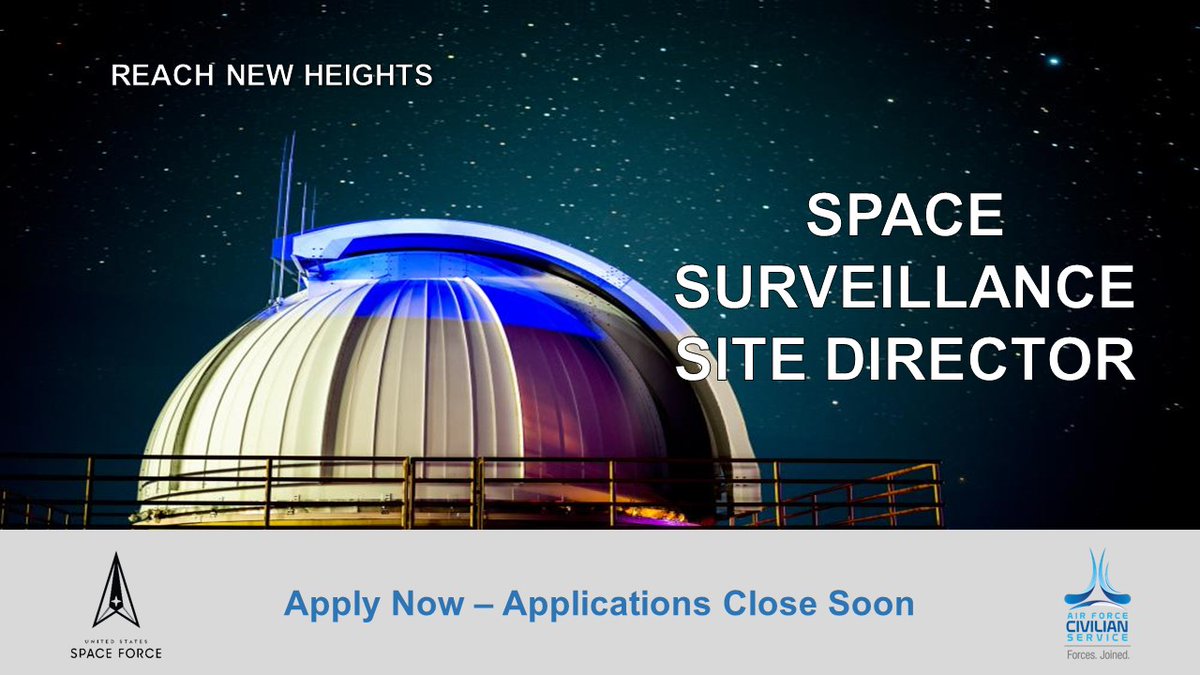 afcivilian's tweet photo. The Air Force Civilian Service (#AFCS) is looking for a Space Surveillance Site Director to work for the US Space Force (#USSF) in Albuquerque, NM.
To find out more and to apply visit: https://t.co/fS31EvyaKs
#ItsACivilianThing #ForcesJoined #WeHireCivilians #SemperSupra https://t.co/vUI8wSeKrr